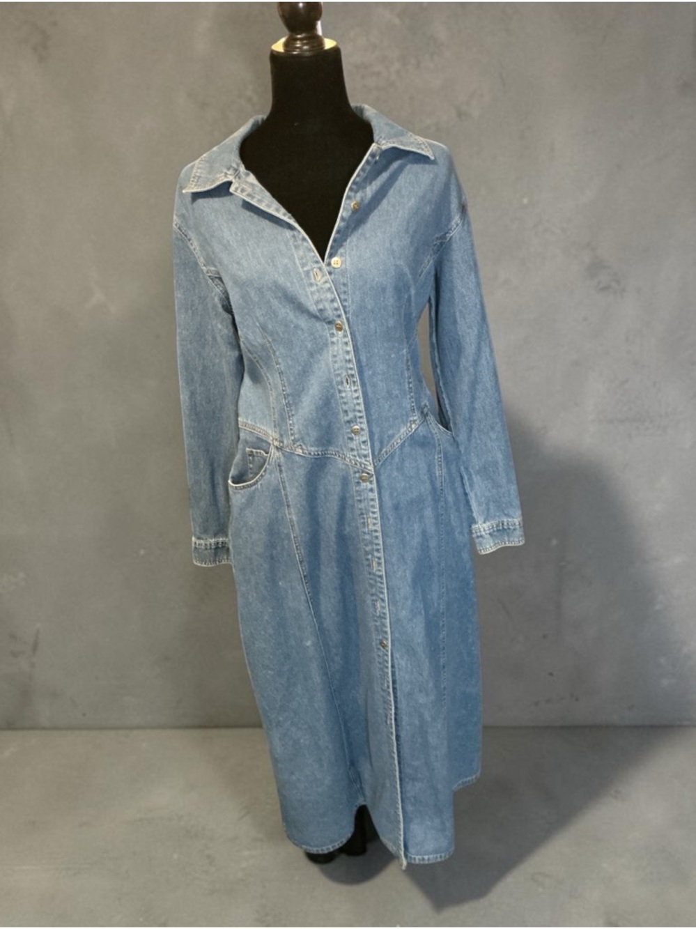 Together Light Blue Denim Long Jean Jacket Dress